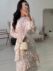 Sweet Casual Flared Sleeve Irregular Ruffle Edge Patchwork Dresses