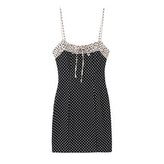Patchwork Polka Dot Spaghetti Strap Mini Dresses