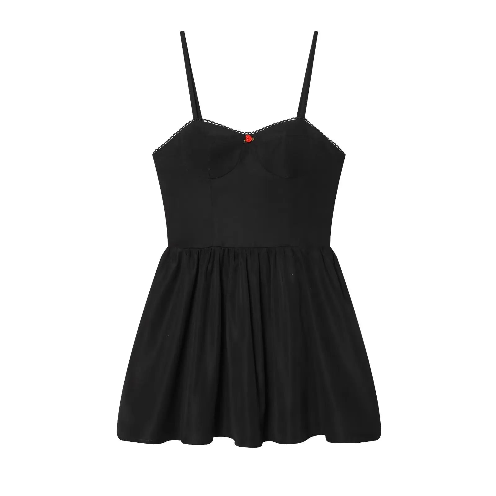 Black Lace Trim Sexy Mini Dresses
