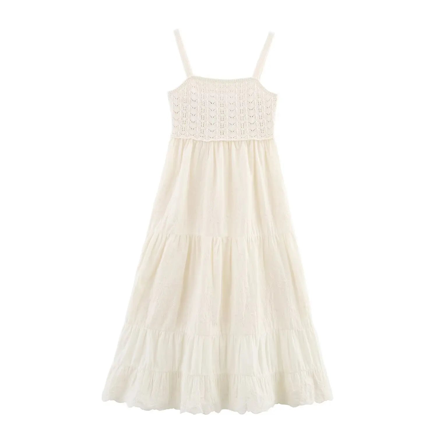 Sexy Spaghetti Straps Knit Patchwork Embroidery Dresses