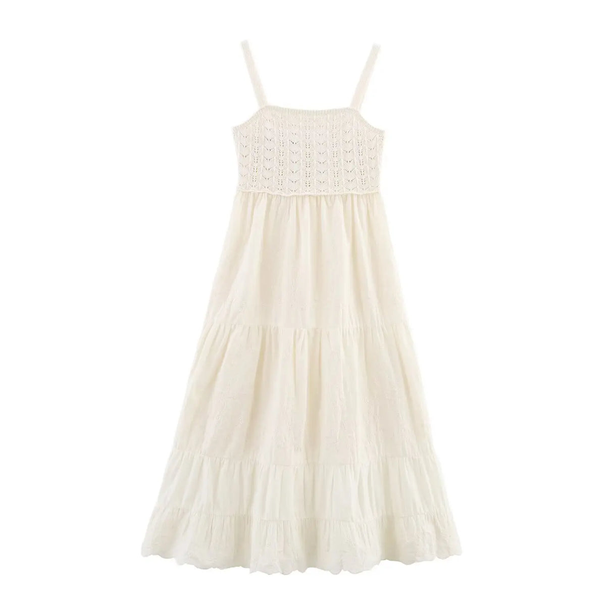 Sexy Spaghetti Straps Knit Patchwork Embroidery Dresses