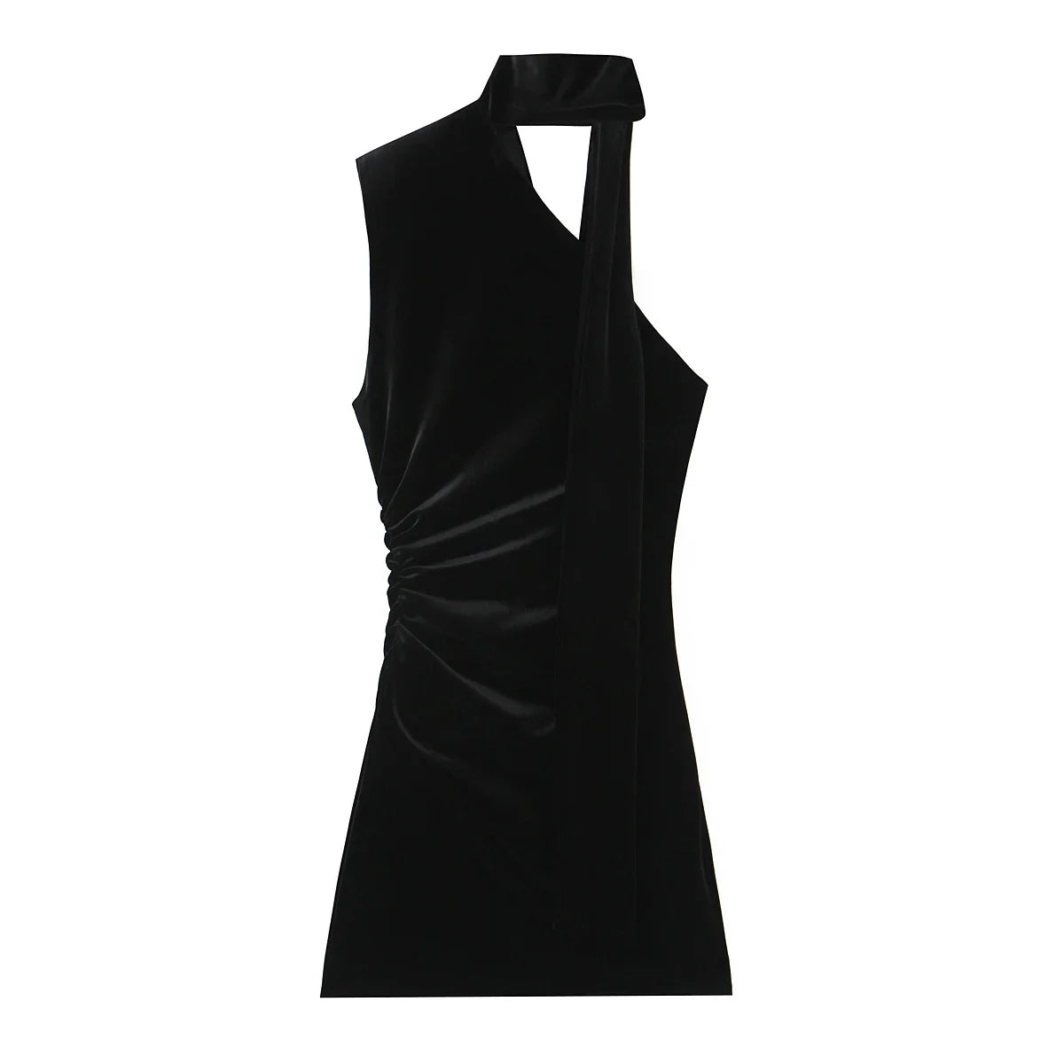 Elegant Black Short Velvet scarf Dresses
