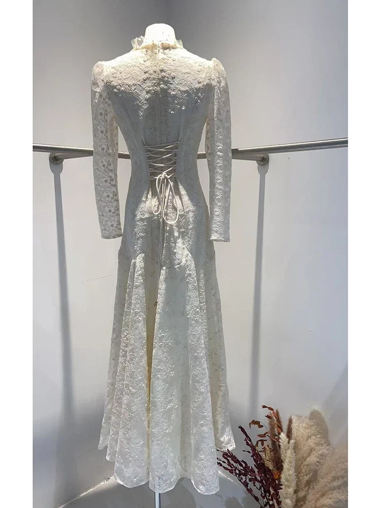 Autumn Summer Design French Style Lace Mesh Mermaid Dresses