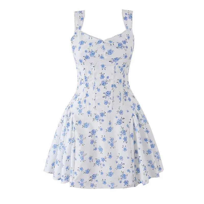 European And American Sexy Fashionable Sweet Floral Slim Sling Dresses