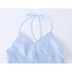 Light Blue Halter Neck Mini Dresses