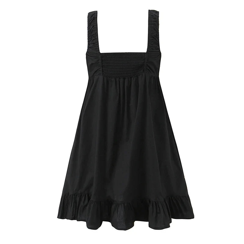 Black White Cotton Sleeveless Dresses