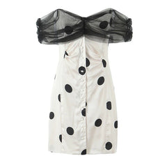 Sexy Off Shoulder Polka Dot Strapless Dresses