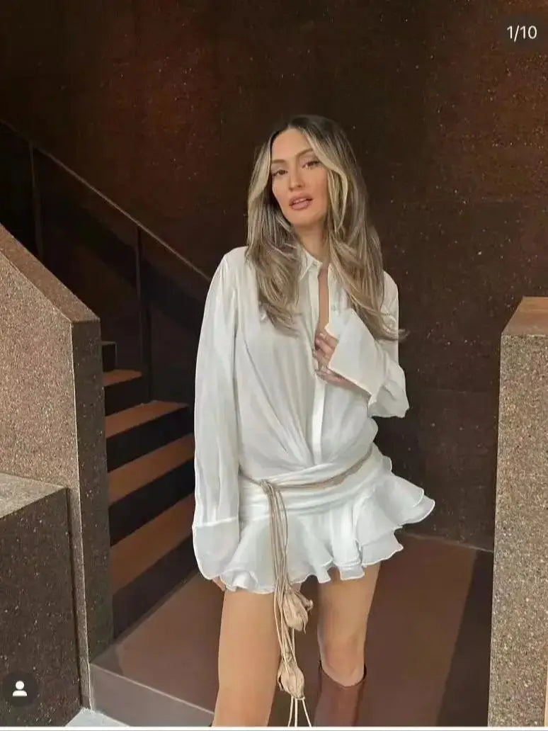Sexy Semi Perspective White Shirt Dresses