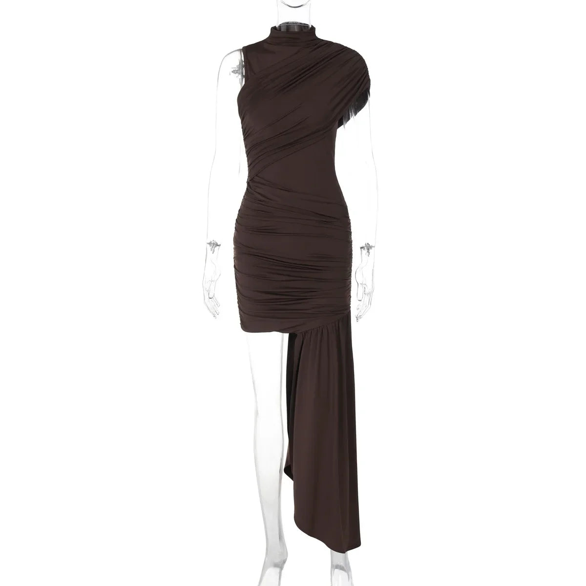 Fashionable Round Neck Sleeveless Irregular Slim Fit Dresses