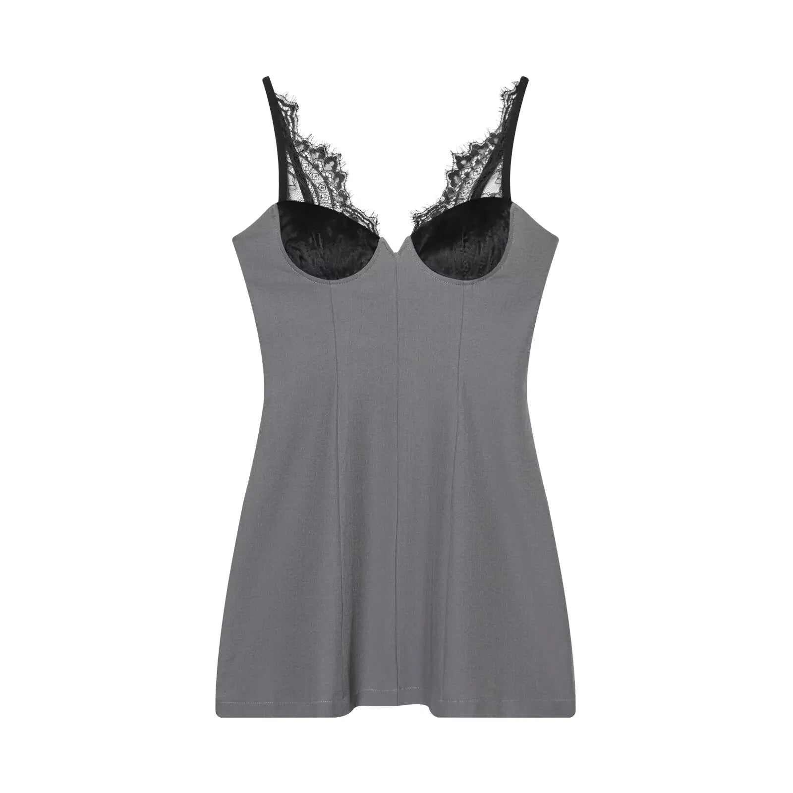 Lace Patchwork Sling Gray Sexy Dresses