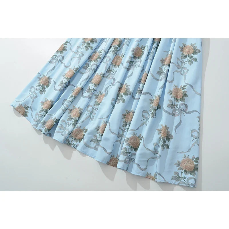 Lace Trim Floral Print Sexy Sling Dresses