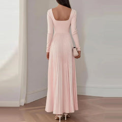 Lady Square Neck Long Sleeve Banquet Dresses