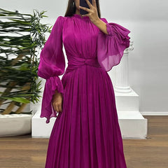 Lady Autumn Flare Sleeve High Waist Dresses