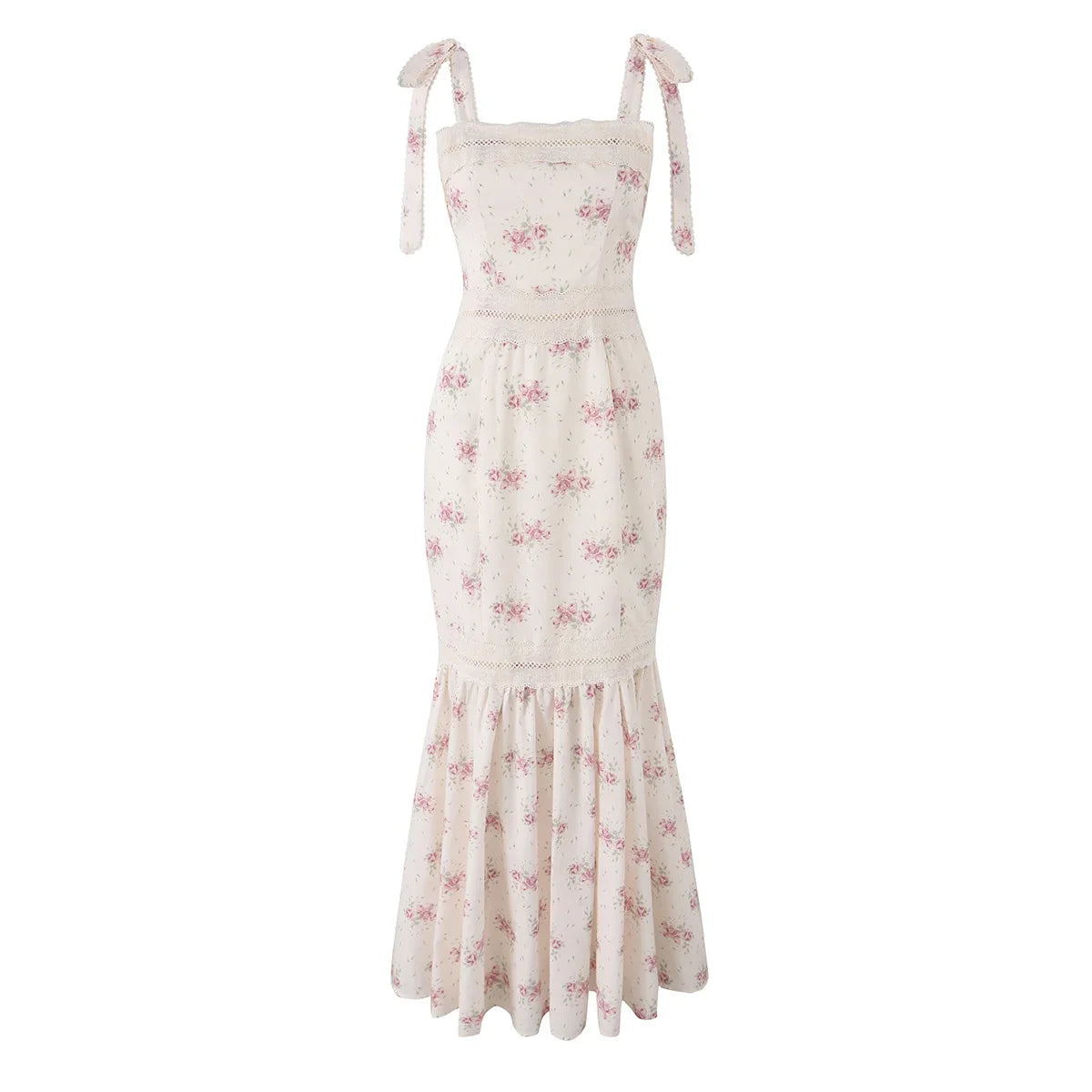 French Style Floral Print Long Mermaid Dresses