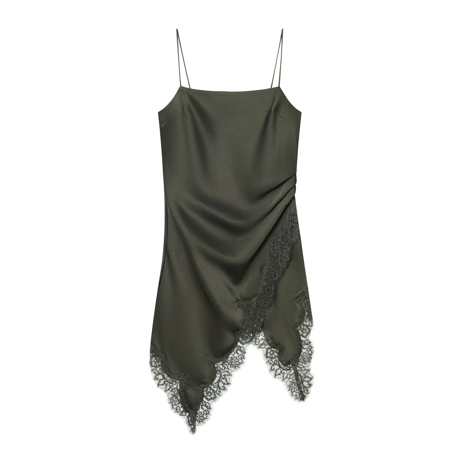 Romantic Lace Trim Green Camisole Dresses