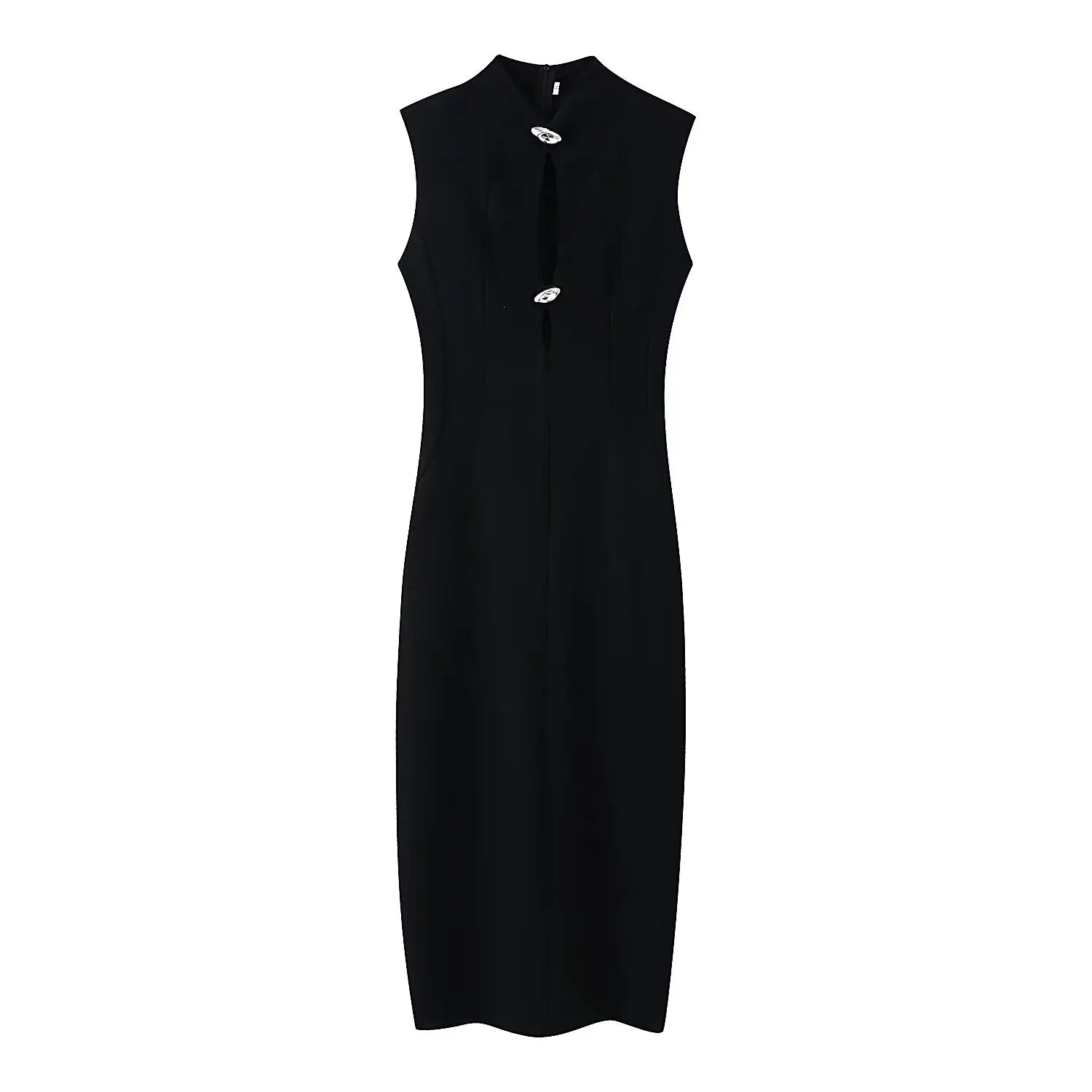 Black White Sexy Vintage Elegant Party Long Dresses Front Button Hollow Out Pencil Maxi Vestidos