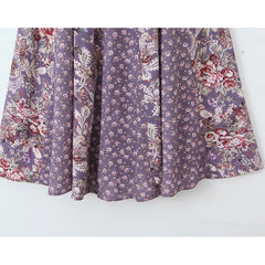 Purple Floral Print Big Swing Sling Boho Dresses