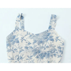 Summer Sexy Sling Floral Print Casual Holiday Dresses Chic Lady A-line Midi Big Swing Vestidos