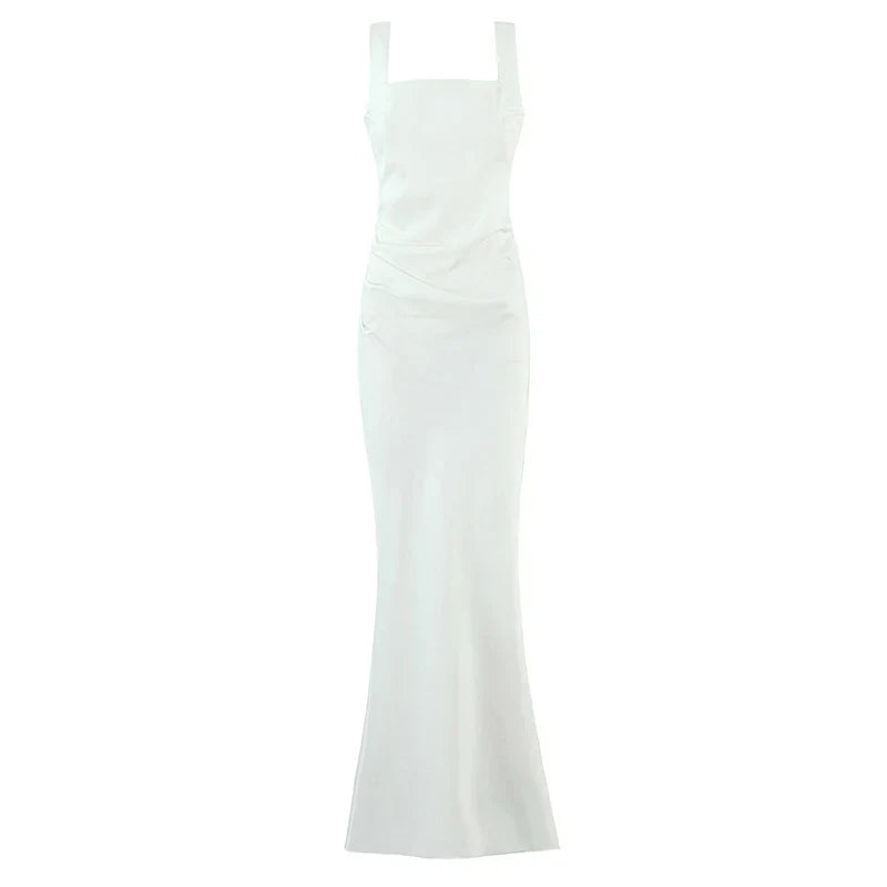 Sexy Spaghetti Straps Slim Fit Long Dresses For Lace Up Back Elegant Evening Party Dresses