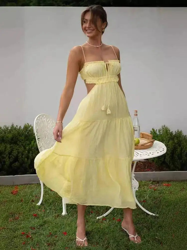 Sweet V-neck Sleeveless Pleated Patchwork Dresses