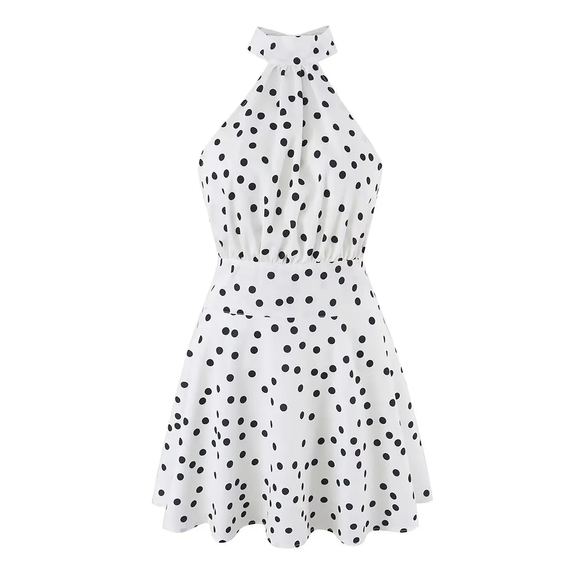 Summer Polka Dot Halter Mini Dresses