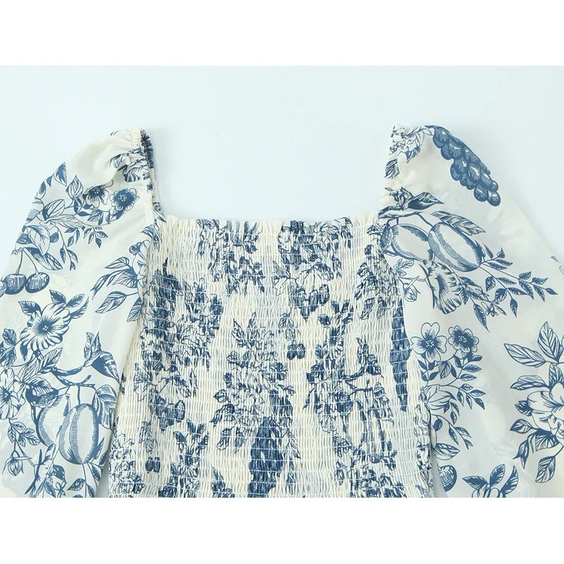 French Style Retro Floral Print Spring Dresses