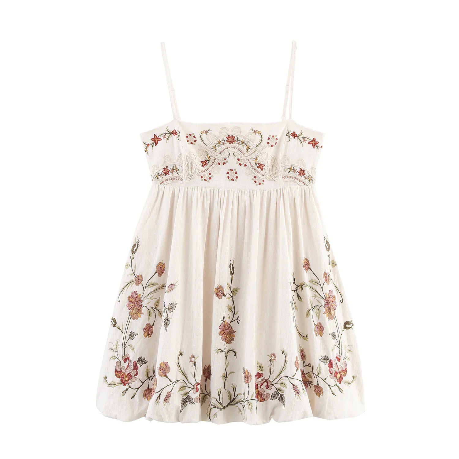 Floral Embroidery Sexy Spaghetti Straps Short Dresses
