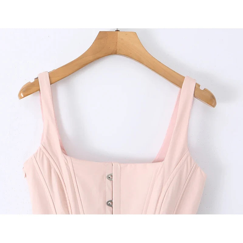 Pink Corset Style Bubble Mini Dresses