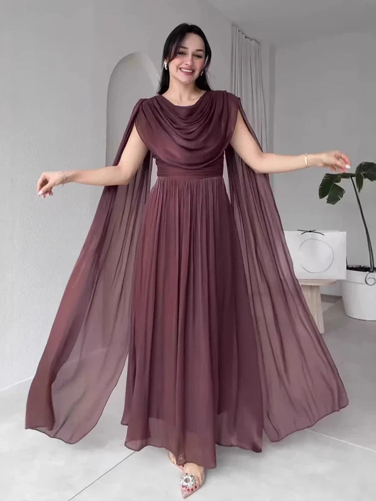 Round Neck Sleeveless Ribbon Patchwork Elegant Long Dresses