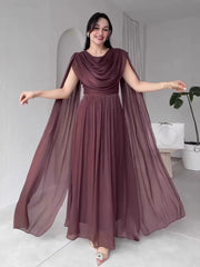 Round Neck Sleeveless Ribbon Patchwork Elegant Long Dresses