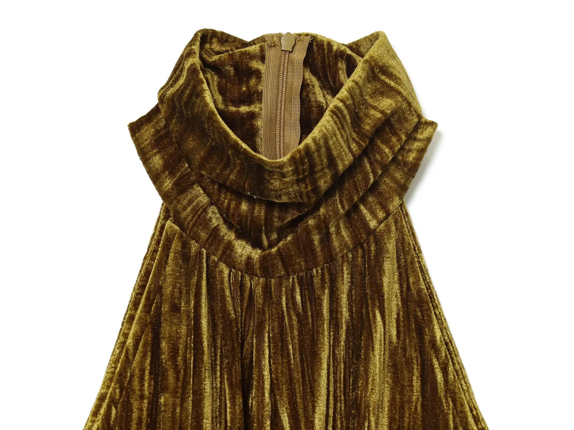 Gold Crushed Velvet Halter Maxi Dresses
