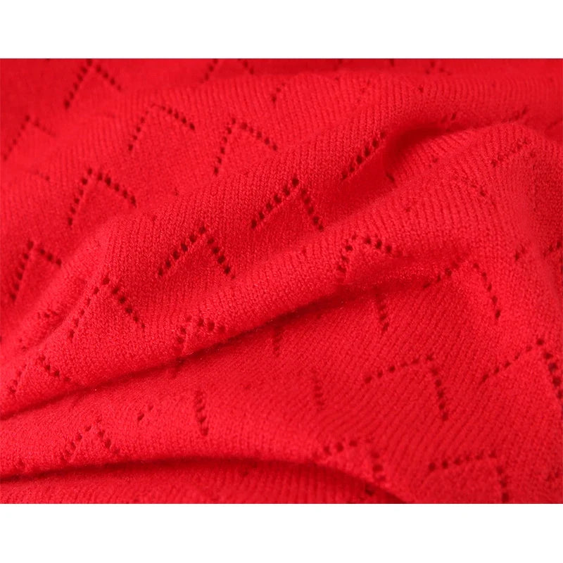 Summer Fit Slim Backless Halter Red Knit Dresses Bodycon Mini Sexy Dress
