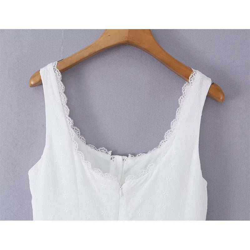 White Embroidery Mini Dresses