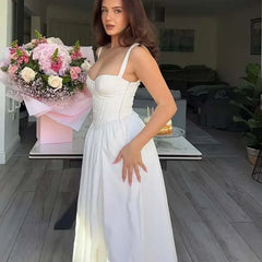 Sexy Elegant Front Slit Sling A-line Midi SunDresses