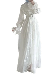 Bell Sleeve White Chiffon Dresses