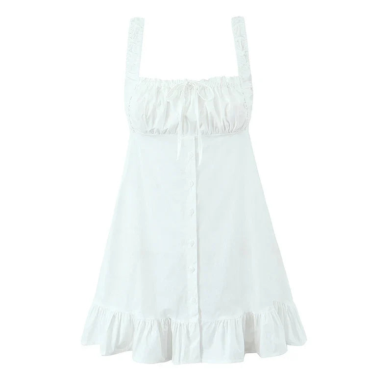Black White Cotton Sleeveless Dresses