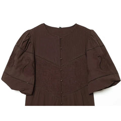 Brown Embroidered Mini Dresses