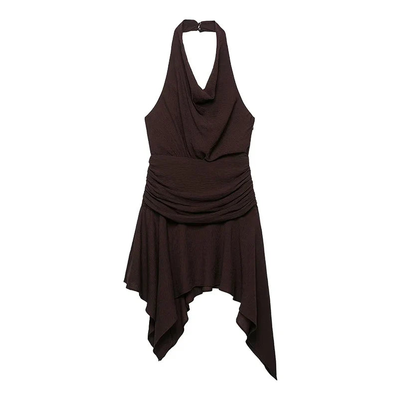 Brown Halter Mini Dresses
