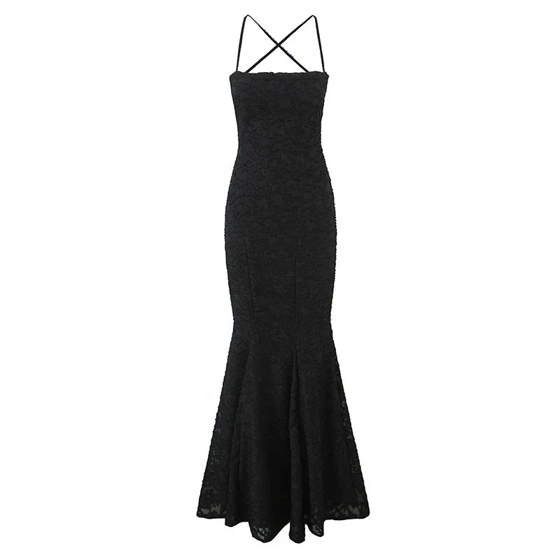 Sexy Black White Elegant Sling Fishtail Dresses