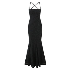 Sexy Black White Elegant Sling Fishtail Dresses