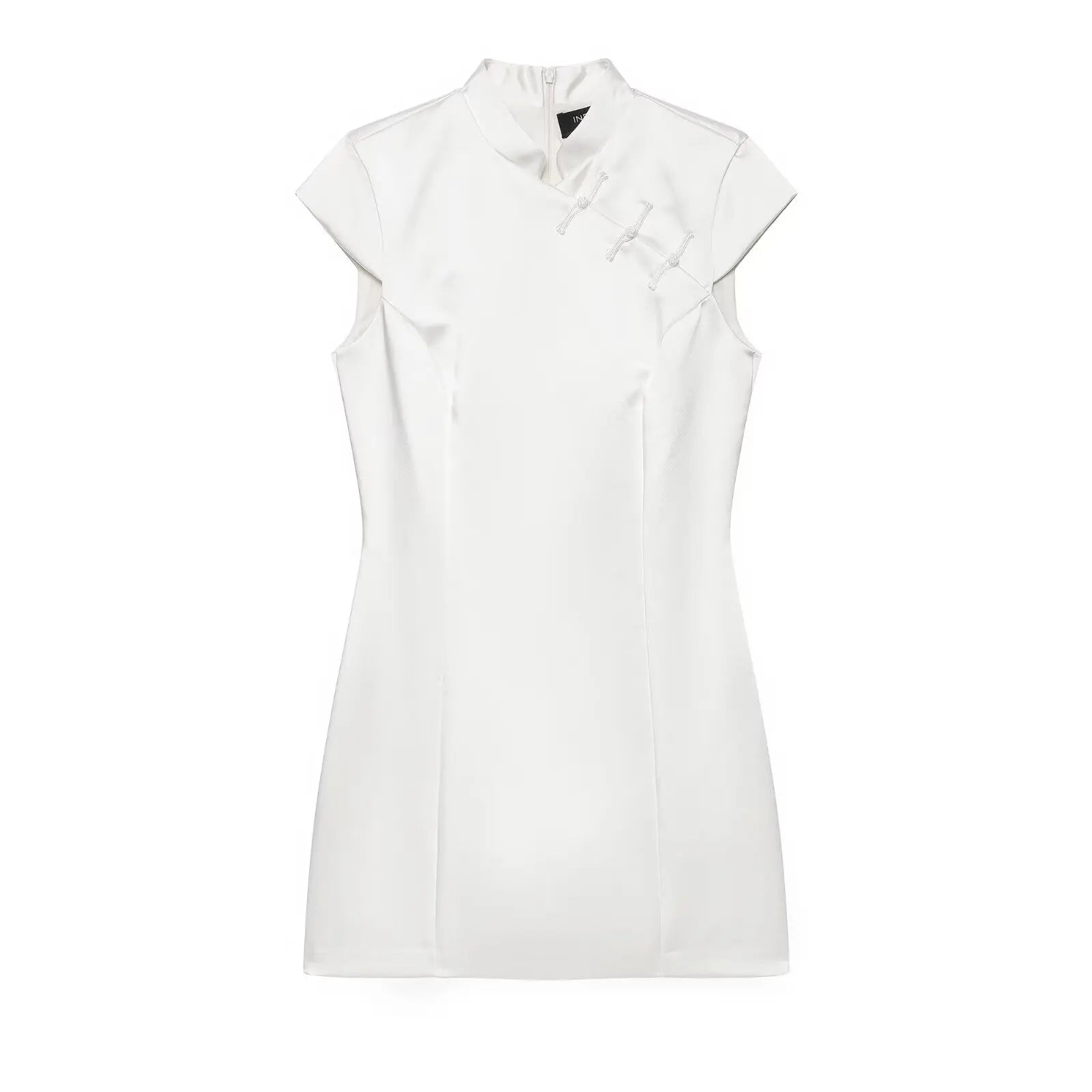 Modern Elegant White Cheongsam Mini Dresses