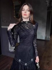 Autumn Design Tassel Lace Mesh Dresses