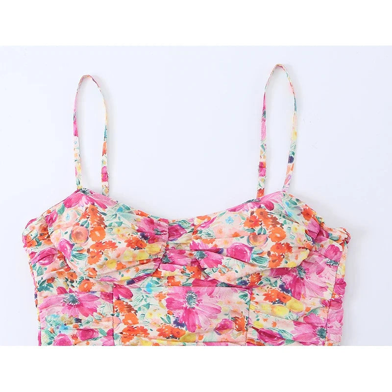 Floral Print Draped Bodycon Mini Dresses