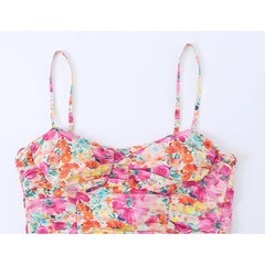 Floral Print Draped Bodycon Mini Dresses