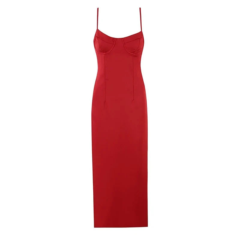 Elegant Satin Corset Bust Cami Dresses