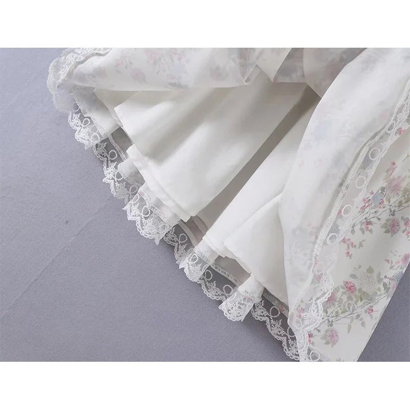 French Princess Style Sweet Floral Slim Sling Corset Mini Dresses