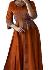 Rhinestone Solid Color Autumn Dresses