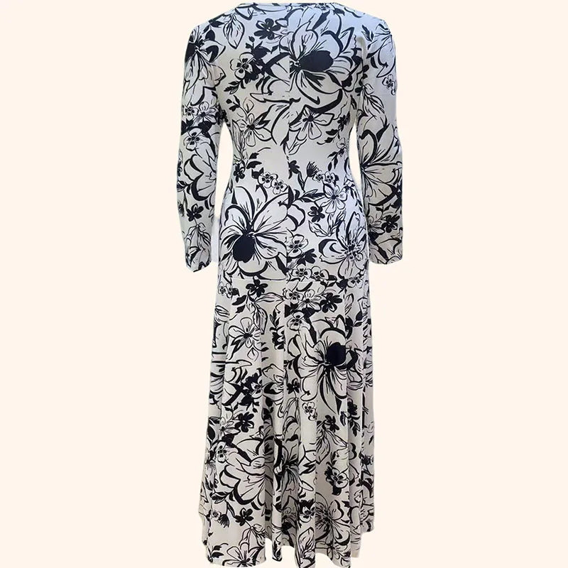 Elegant Floral Print Robe Dresses