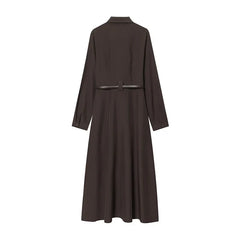 High Quality Elegant With Belt Long Shirt Dresses