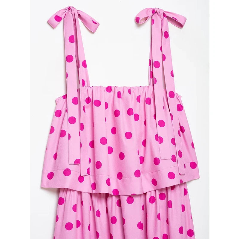 Pink Polka Dot Midi Dresses